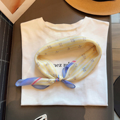 叠搭装 小方巾男女通用春夏季 饰领巾绑腰丝巾 卡通小狗棉麻薄款 韩版