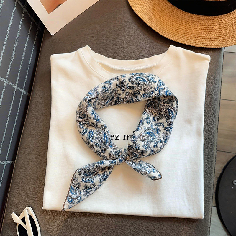 复古民族风全棉丝巾腰果花小方巾女春秋装饰系脖子精致领巾围巾薄