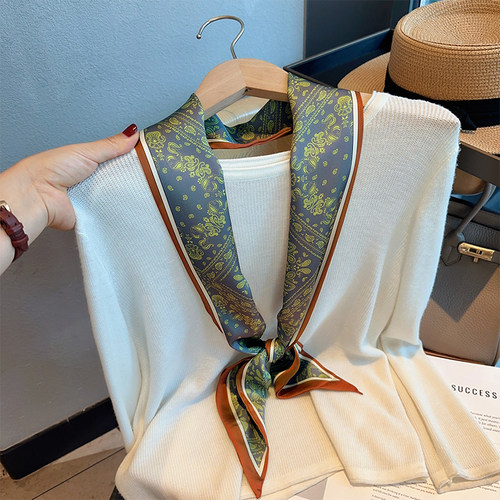双面印花绑腰丝巾长条装饰领巾女