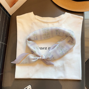 2026春季新款淡雅文艺碎花棉麻丝巾通勤叠搭方巾女夏薄款吸汗领巾