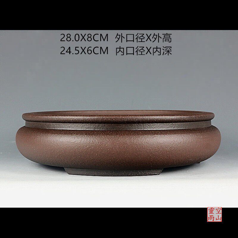 紫砂全手工仿古圆形花盆精品直销