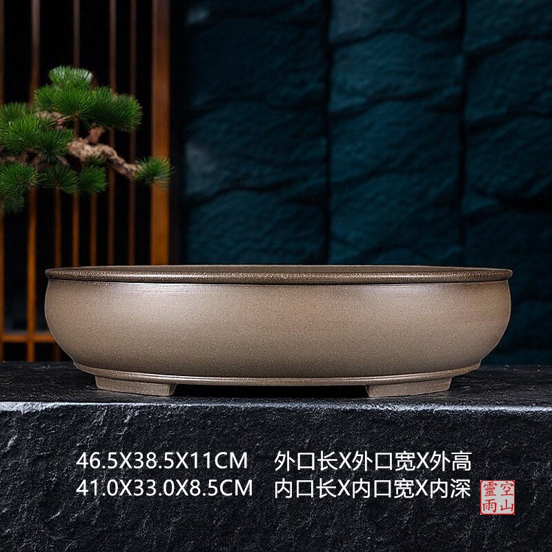 紫砂全手工仿古椭圆花盆精品直销