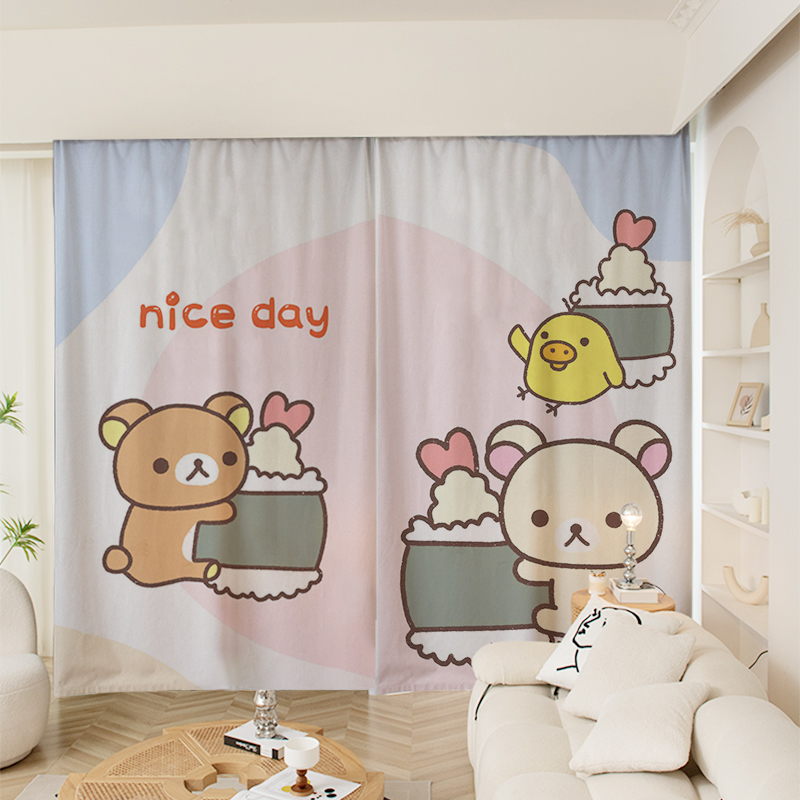 轻松熊儿童卡通卧室窗帘