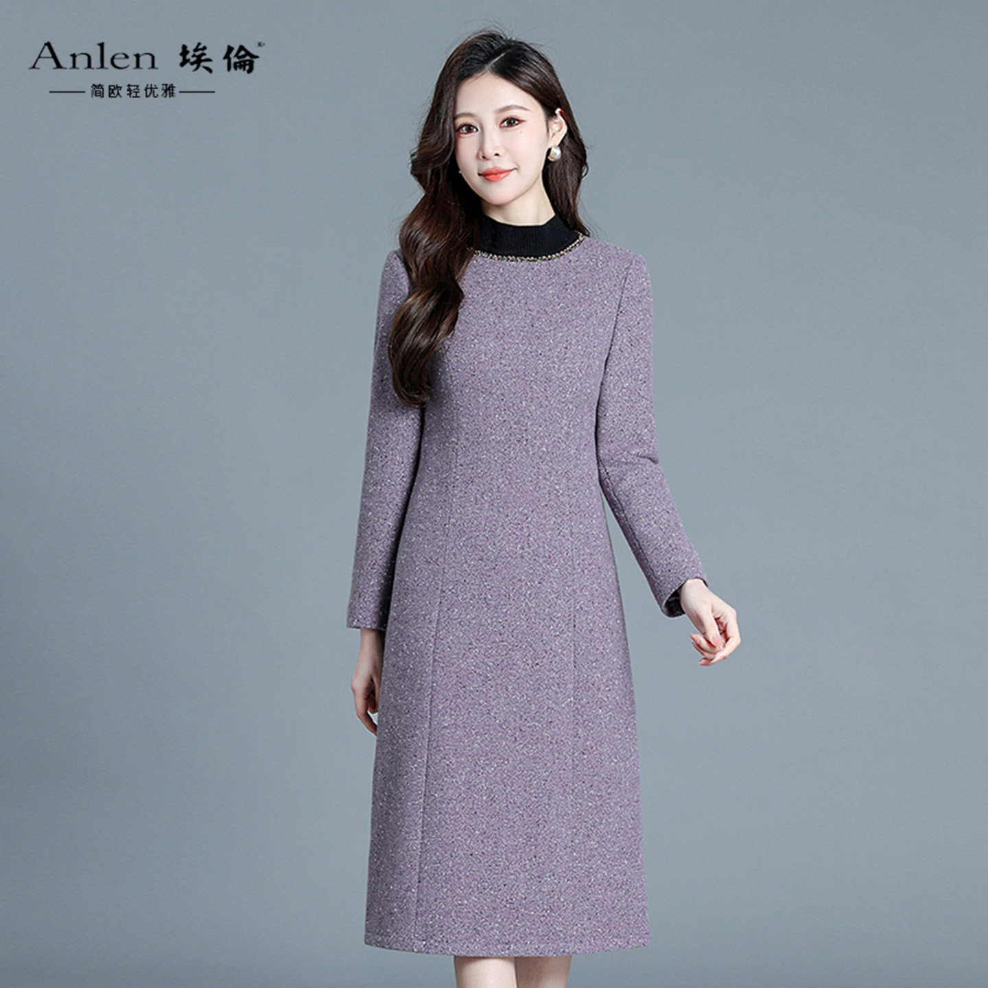 埃伦妈妈高级感优雅连衣裙2026新款优雅显瘦气质减龄过膝打底春裙