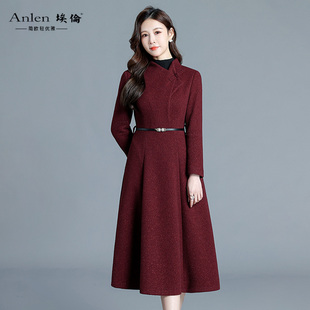 埃伦妈妈冬季打底连衣裙2025新款收腰显瘦长裙洋气优雅气质减龄裙