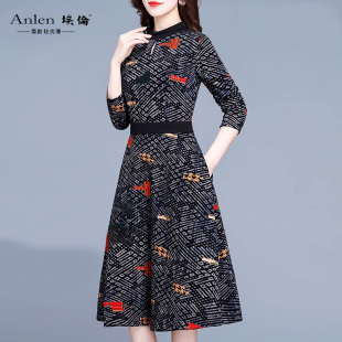 春夏季 2021新款 一体绒打底裙子 立领女装 埃伦连衣裙加绒加厚中长款