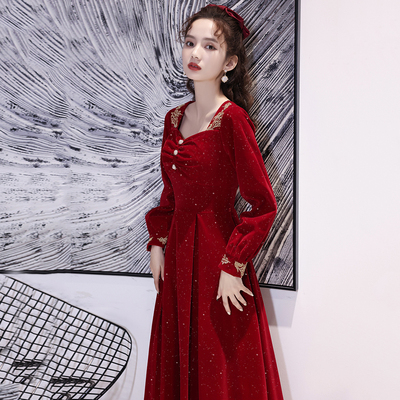 大码胖mm秋冬敬酒服新娘高级感