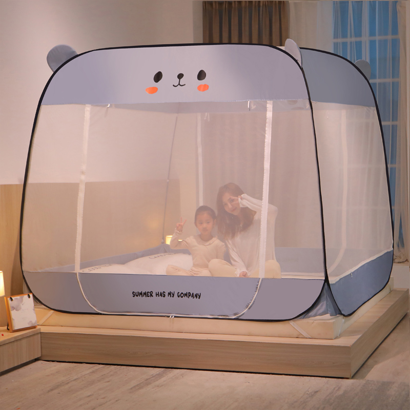 卡通免安装蒙古包蚊帐无需支架 1.8m床家H用1.5m防摔儿童1.2公主