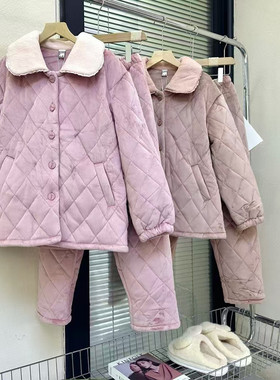 佰伦世家睡衣妈妈装冬季保暖女士加厚贝贝绒夹棉家居服收口41095