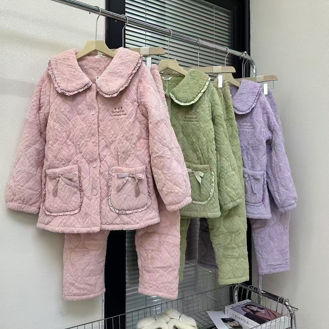 佰伦世家冬季睡衣女加厚棉衣新款牛奶绒夹棉家居服时尚甜美41053