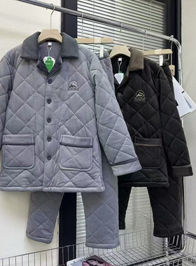 佰伦世家男士爸爸装睡衣冬季加厚新品澳毛绒夹棉家居服套装31098