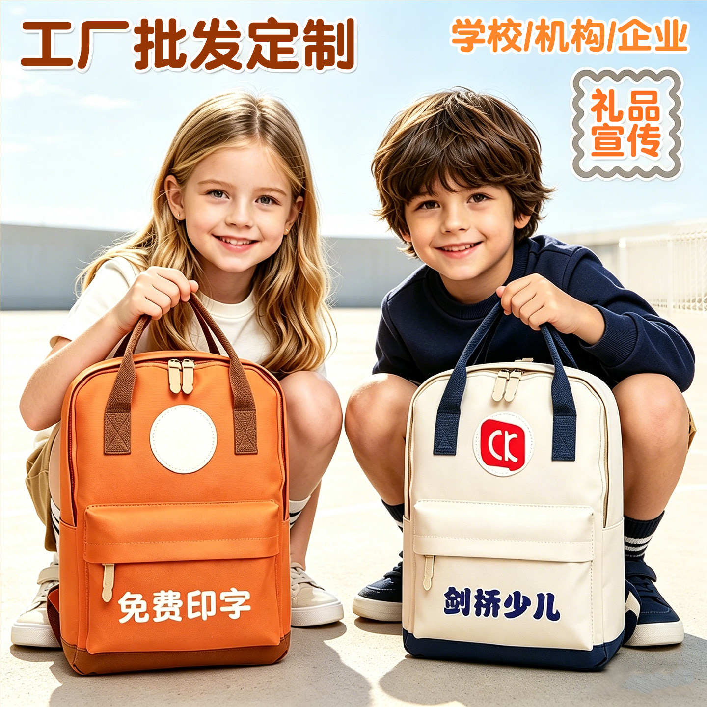 儿童大容量定制logo双肩书包