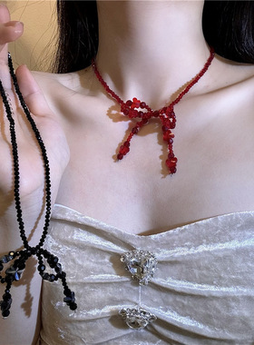 合金锁骨链女性水晶蝴蝶结项链