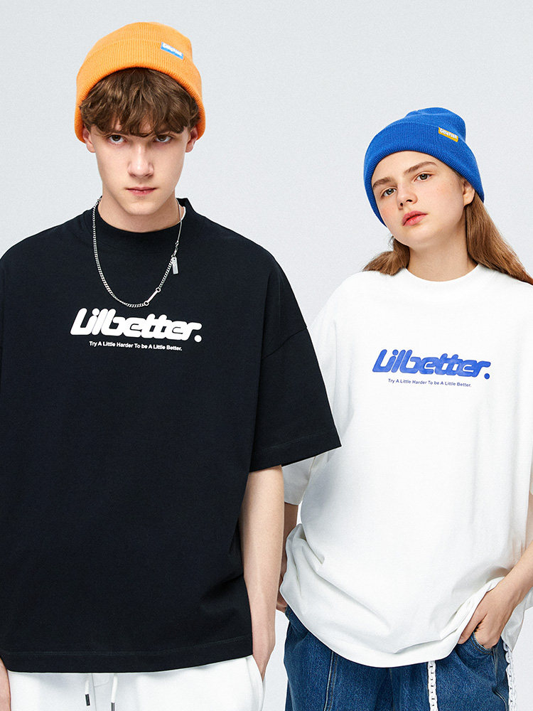 Lilbetters短袖女潮牌纯棉半袖夏克莱因蓝上衣宽松体恤情侣T恤LB