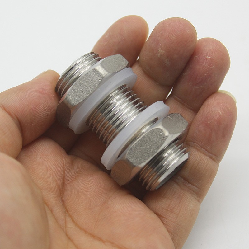 304不锈钢全牙外丝穿板接头