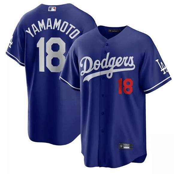 Dodgers道奇队棒球服18号Yamamoto山本由伸球衣比赛训练服刺绣 男