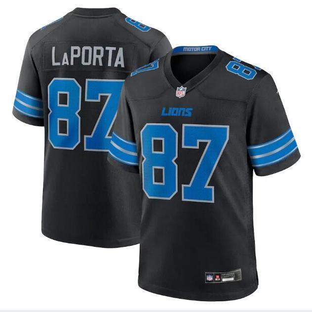 Detroit Lions 雄狮队球衣 87号LAPORTA 橄榄球服 刺绣比赛训练服