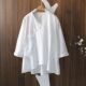 V领休闲七分袖 21087文艺复古新中式 汉服士斜襟盘扣棉麻小衫 上衣女