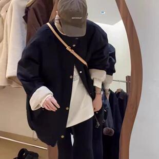 20710韩版宽松派克服加绒加厚羊羔毛棉服外套休闲中长款保暖棉衣