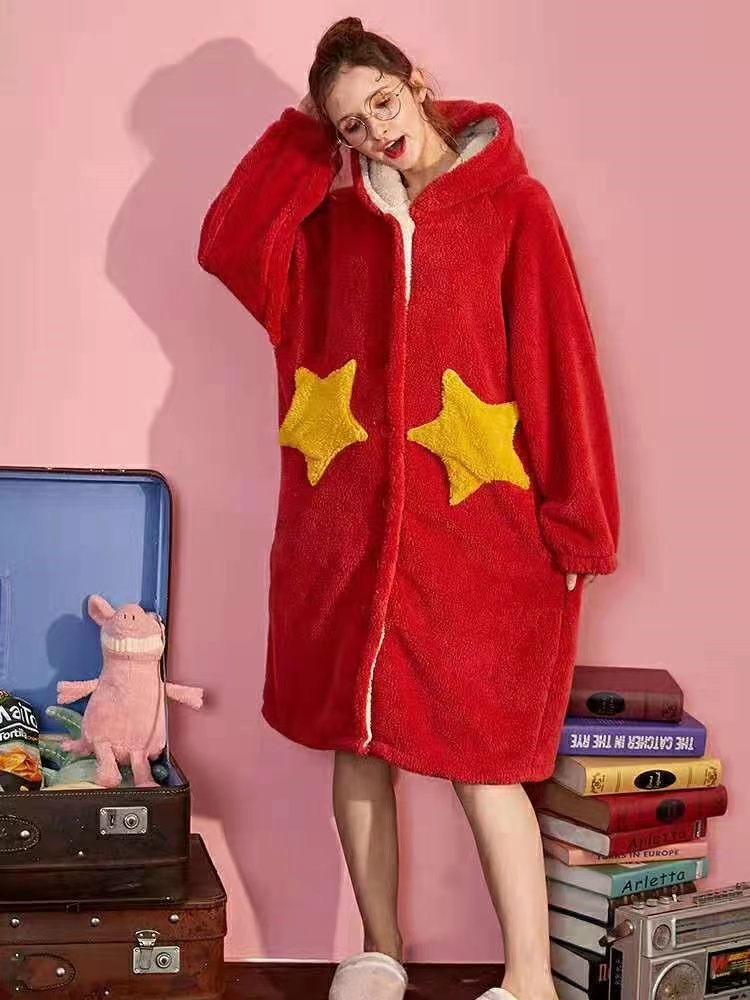 以钻珊瑚绒女法兰绒可爱星星