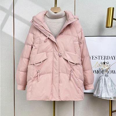 设计感韩系白鸭绒中长款羽绒服洋