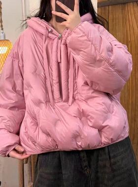 20850冬季新款休闲百搭简约风设计款小个子连帽蓬松款套头羽绒服