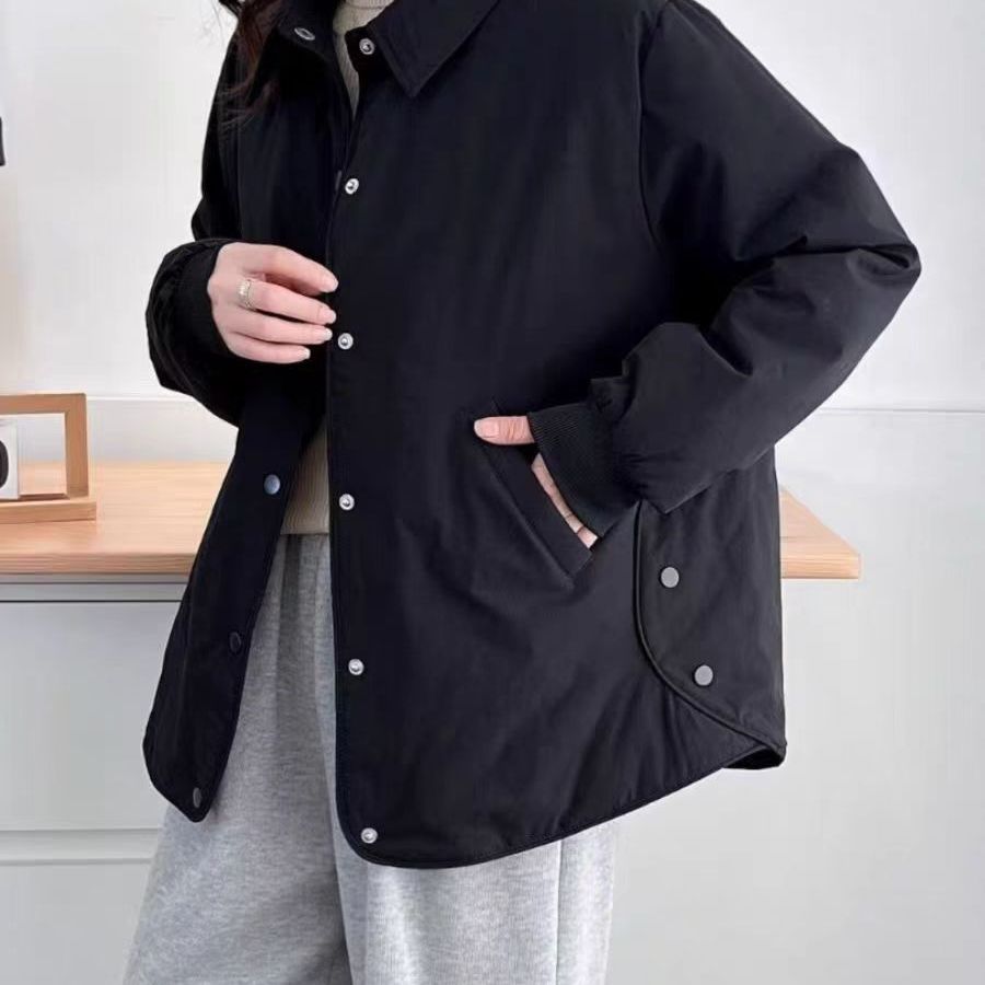 薄棉衣纯色百搭减龄夹棉衬衫外套
