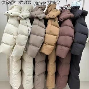 20576冬季 过膝加厚宽松直筒大被子白鸭绒外套潮 新款 羽绒服女长款
