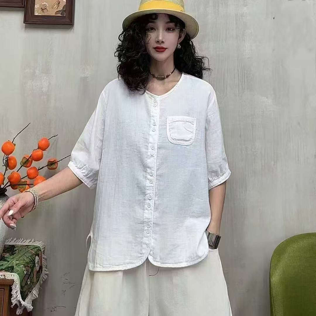 软糯亲肤减龄百搭双层棉纱衬衫女