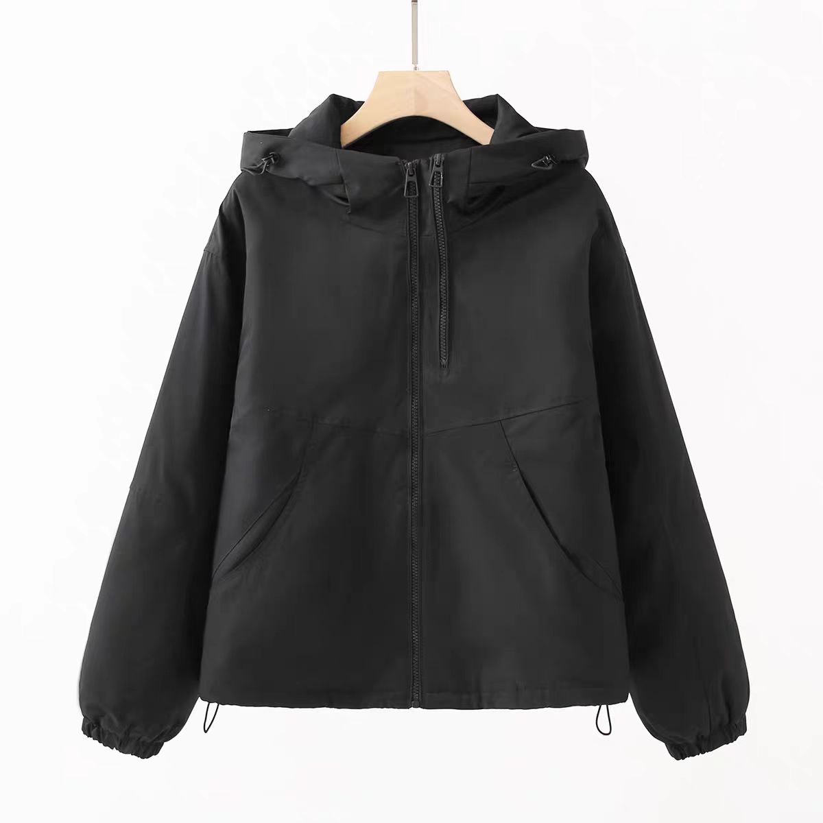 薄棉冲锋衣百搭减龄连帽休闲外套