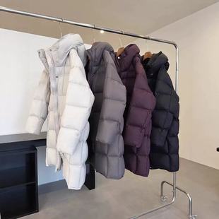 23725高货泡芙哑光长款90白鸭绒御寒保暖加厚连帽羽绒服长外套女