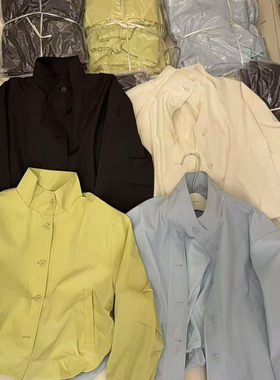 21194春季新款单排扣立领简约短外套宽松显瘦休闲上衣减龄夹克女