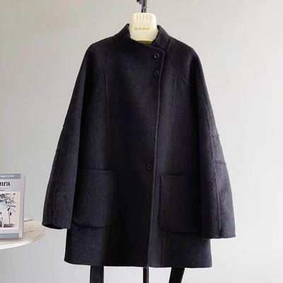 立领双面羊绒大衣气质毛呢外套女