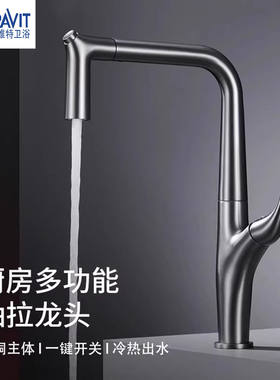Duravit杜拉维特全铜厨房抽拉旋转冷热水龙头洗菜洗碗池水槽龙头