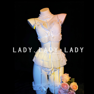 Lady性感内衣小胸战袍套装 趣情衣服qqny女 纯欲情调睡衣白色诱惑装