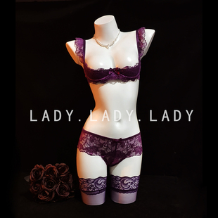 Lady内衣性感小胸蕾丝镂空战袍文胸聚拢钢托套装 趣情qqny女 诱惑装