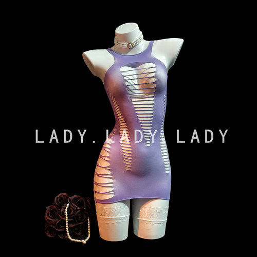 Lady紫色性感睡裙网衣辣妹镂空御姐约会包臀裙内衣女纯欲qqny趣情