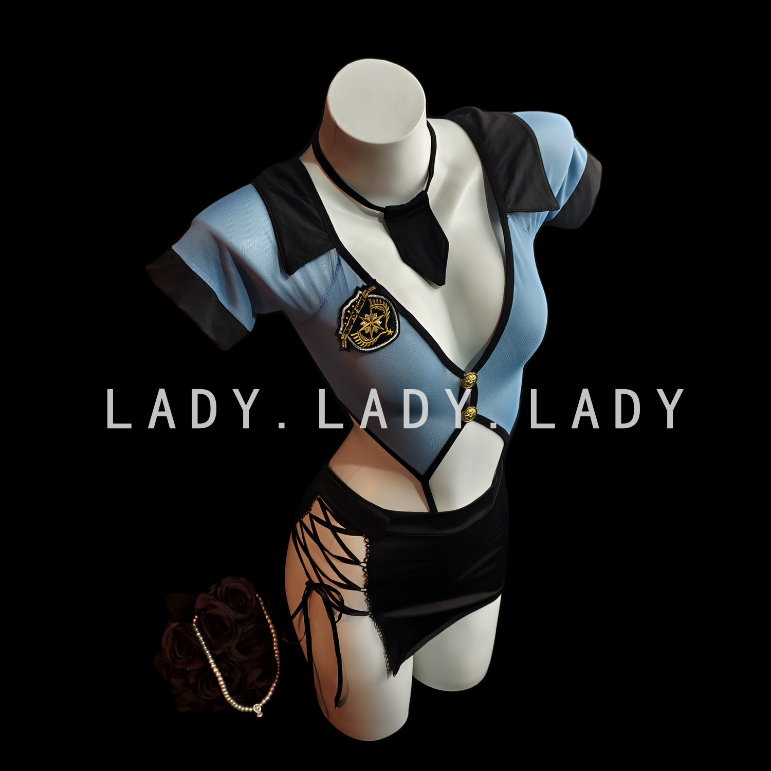 Lady内衣性感小胸女警秘书角色扮演制服套装诱惑镂空包臀qqny纯欲