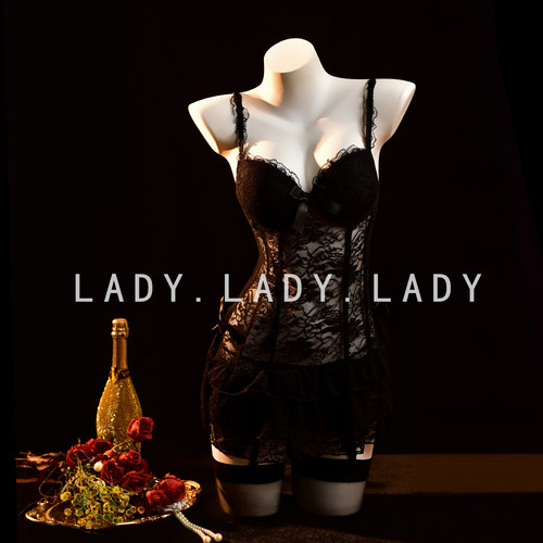 Lady性感睡裙大码蕾丝内衣情调诱惑修身睡衣胸衣吊带纯欲风qqny