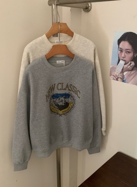 25年冬韩国工厂定制婴儿绒短款韩版麦穗狗加绒长袖圆领卫衣女上衣