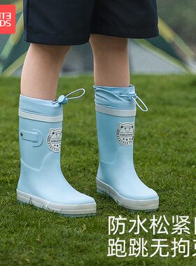 简约纯色天然橡胶儿童雨鞋男女童小学生防风防雨靴中大童宝宝水鞋