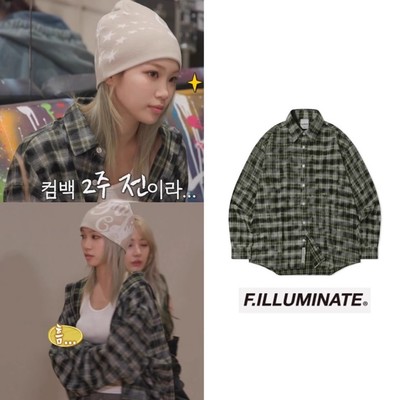 【现货特价】韩国金采源同款FILLUMINATE韩版长袖格子衬衫外套女