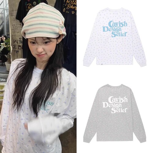 cavish盐系碎花韩风字母长袖T女