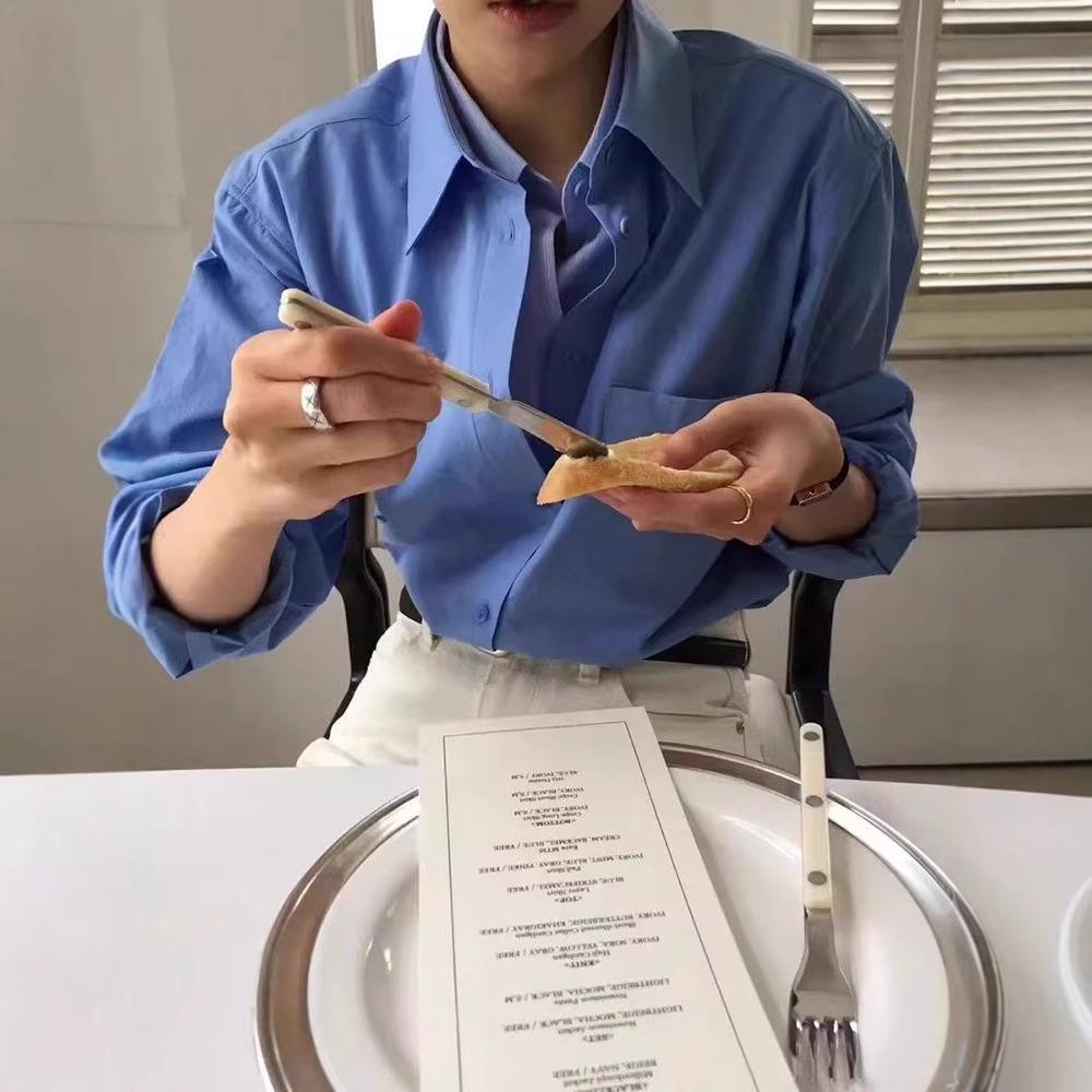 25韩国东大门overtake韩系竖条纹假两件长袖衬衫女叠穿层次感