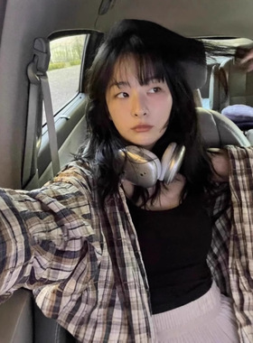 现货韩国姜涩琪同款raucohouse中性小众宽松格子格纹衬衫外套女款