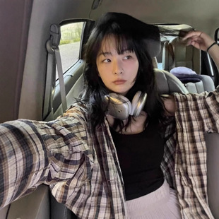 现货韩国姜涩琪同款raucohouse中性小众宽松格子格纹衬衫外套女款