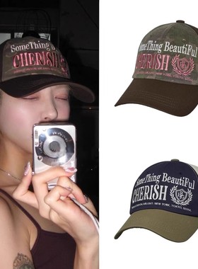 现货韩国崔允珍 梁精寅同款lartigent刺绣徽章字母棒球帽子鸭舌帽