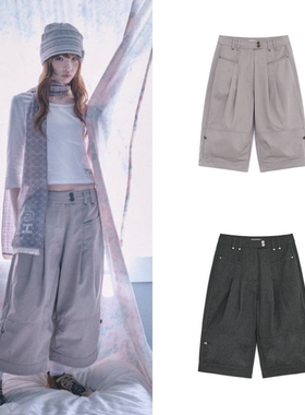 韩国代购小众hugyourskin日系宽松百搭春夏工装裤七分裤休闲短裤