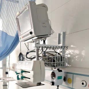 定制 可同时安装监护仪和注射泵支架 输液泵双层壁挂支架 带篮框