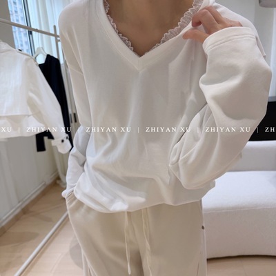 厚实长袖百搭2025年秋季宽松蕾丝